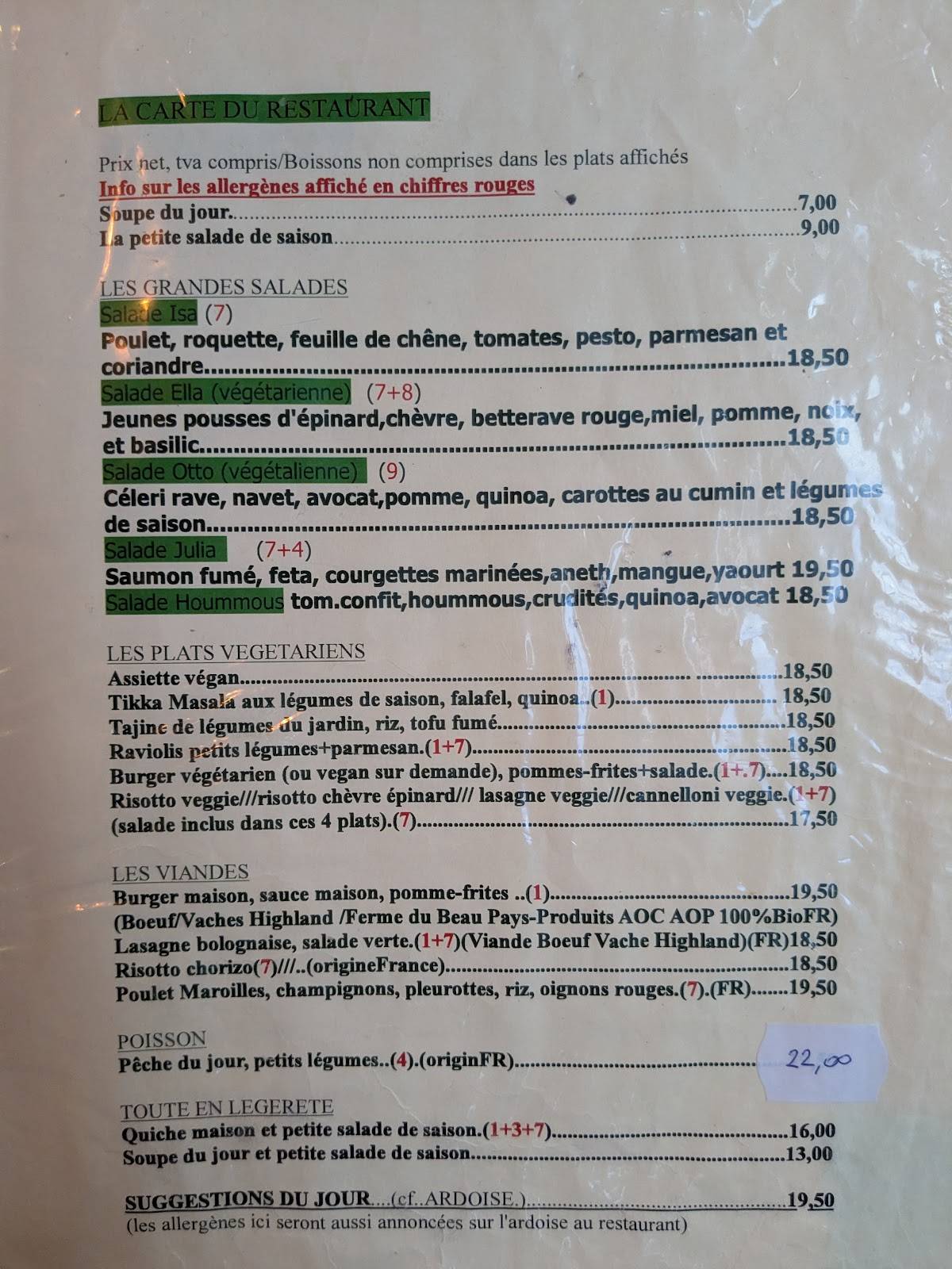 Menu de De Rode Koe