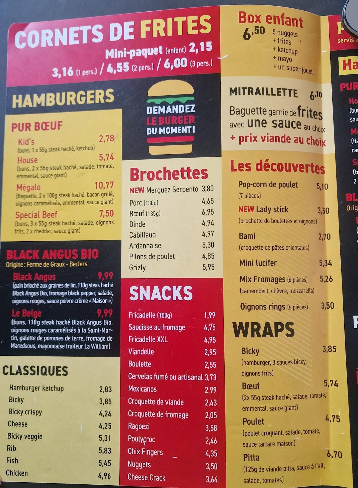 Menu de Frithousel Rumes