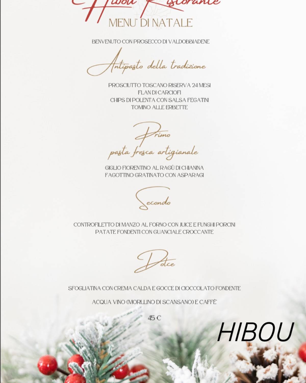 Menu di HIBOU RISTORANTE 