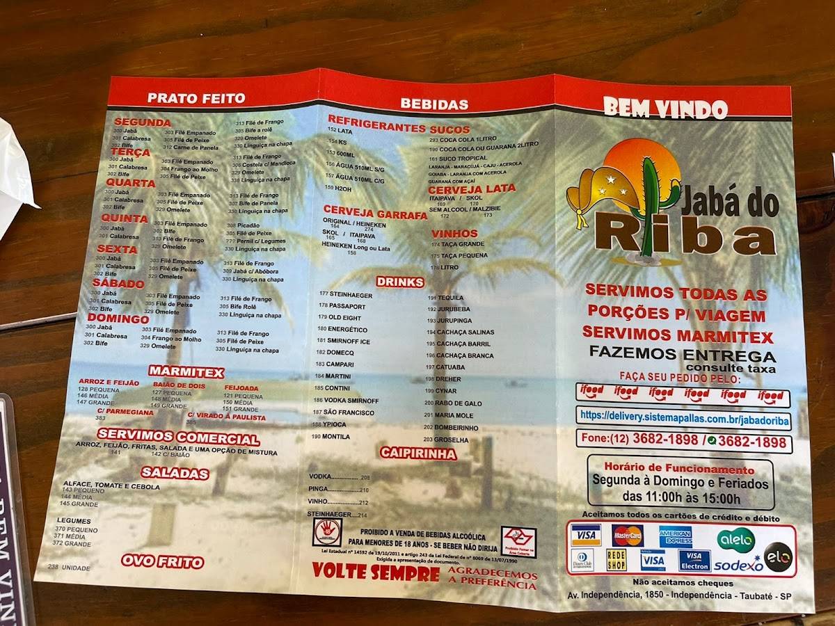 Jabá do Riba cardápio