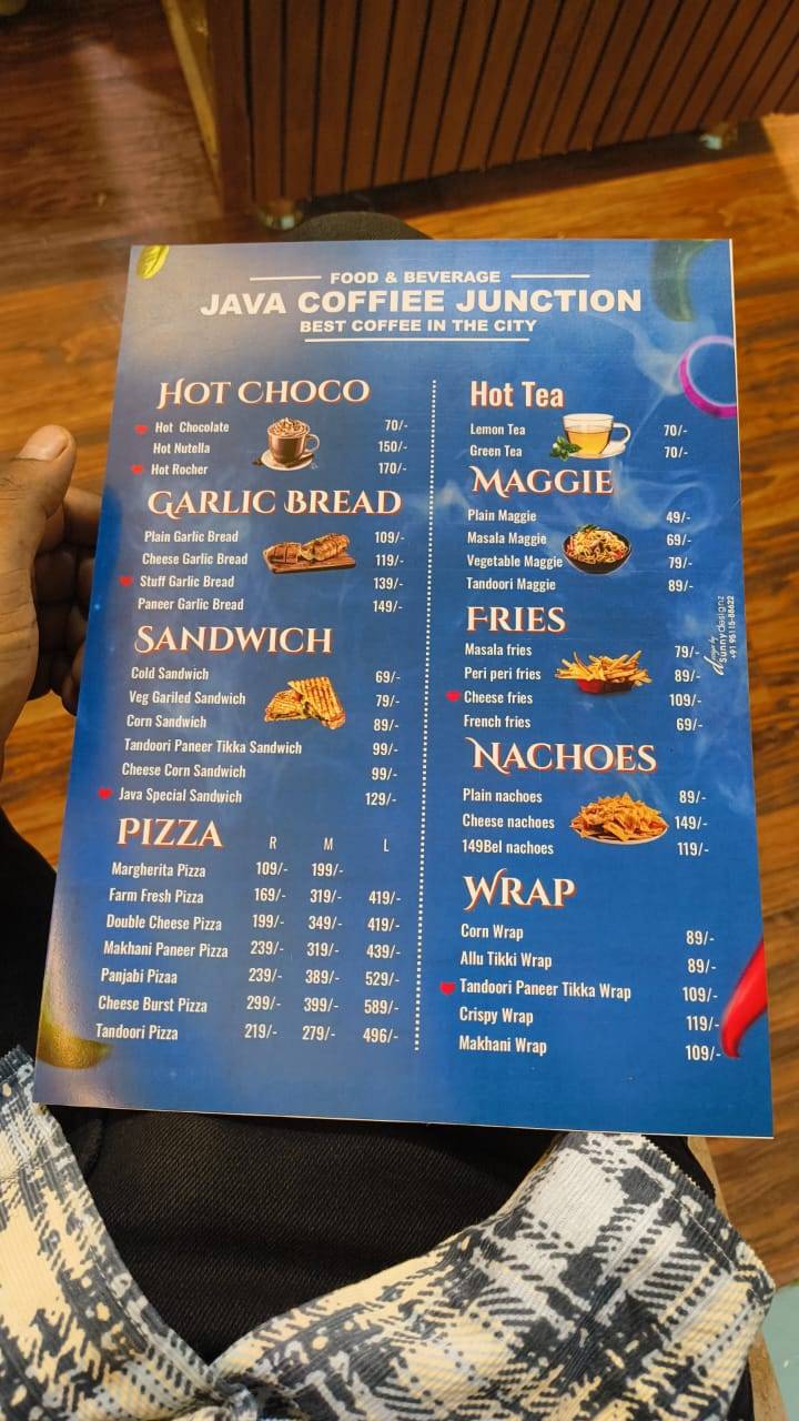 Java Coffee Junction menu