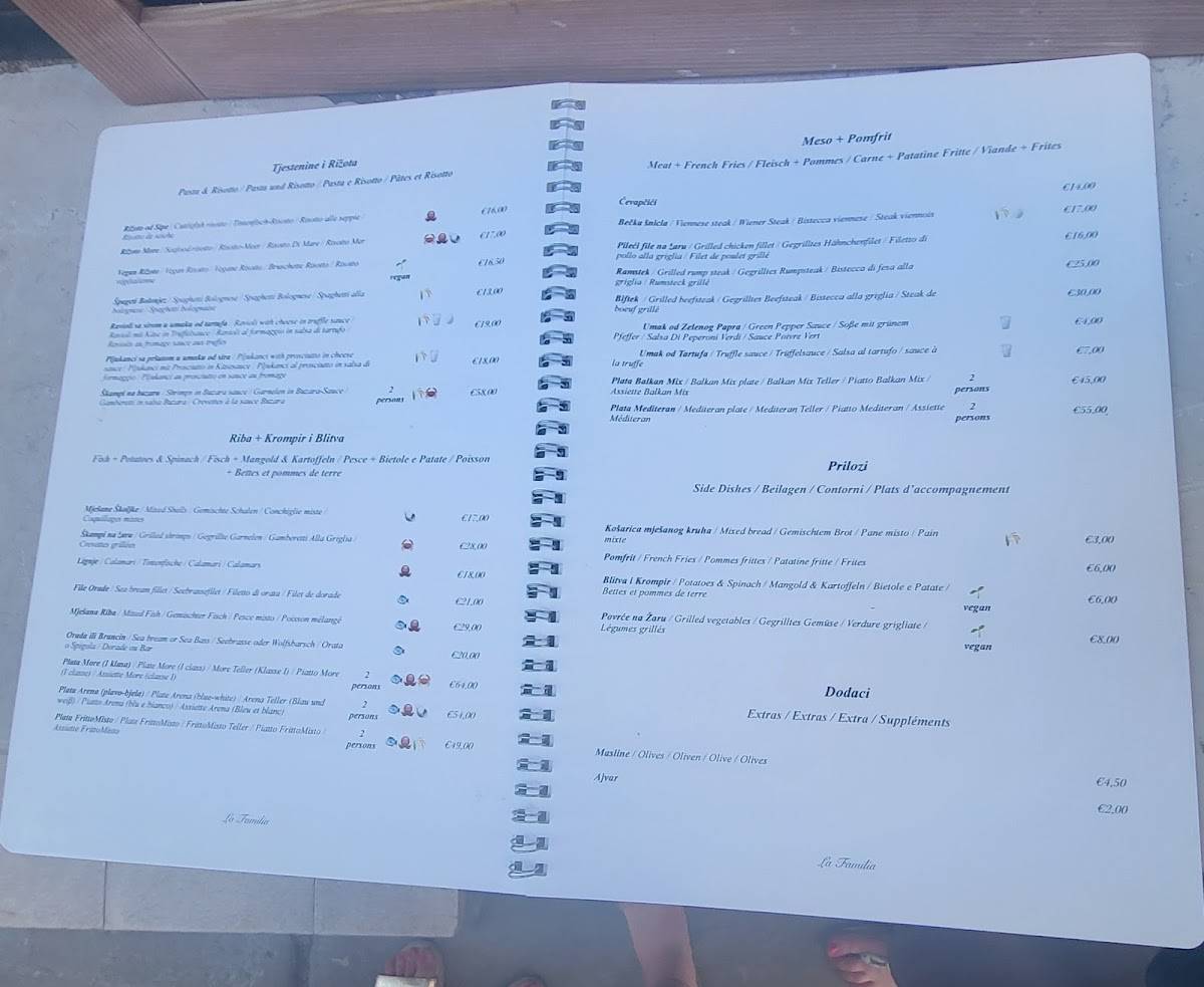 Menu di La Familia 