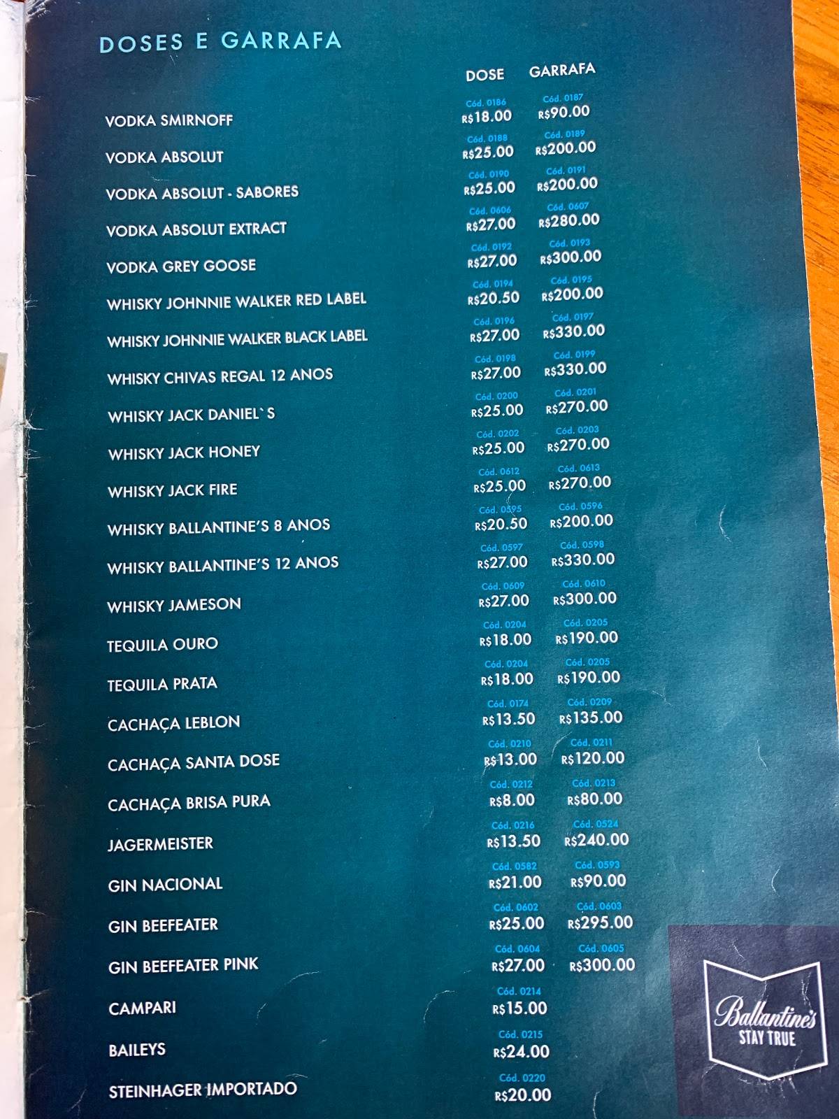 Layback Park RJ cardápio