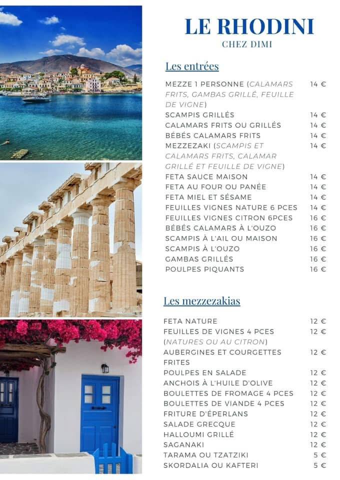 Menu de Le Rhodini