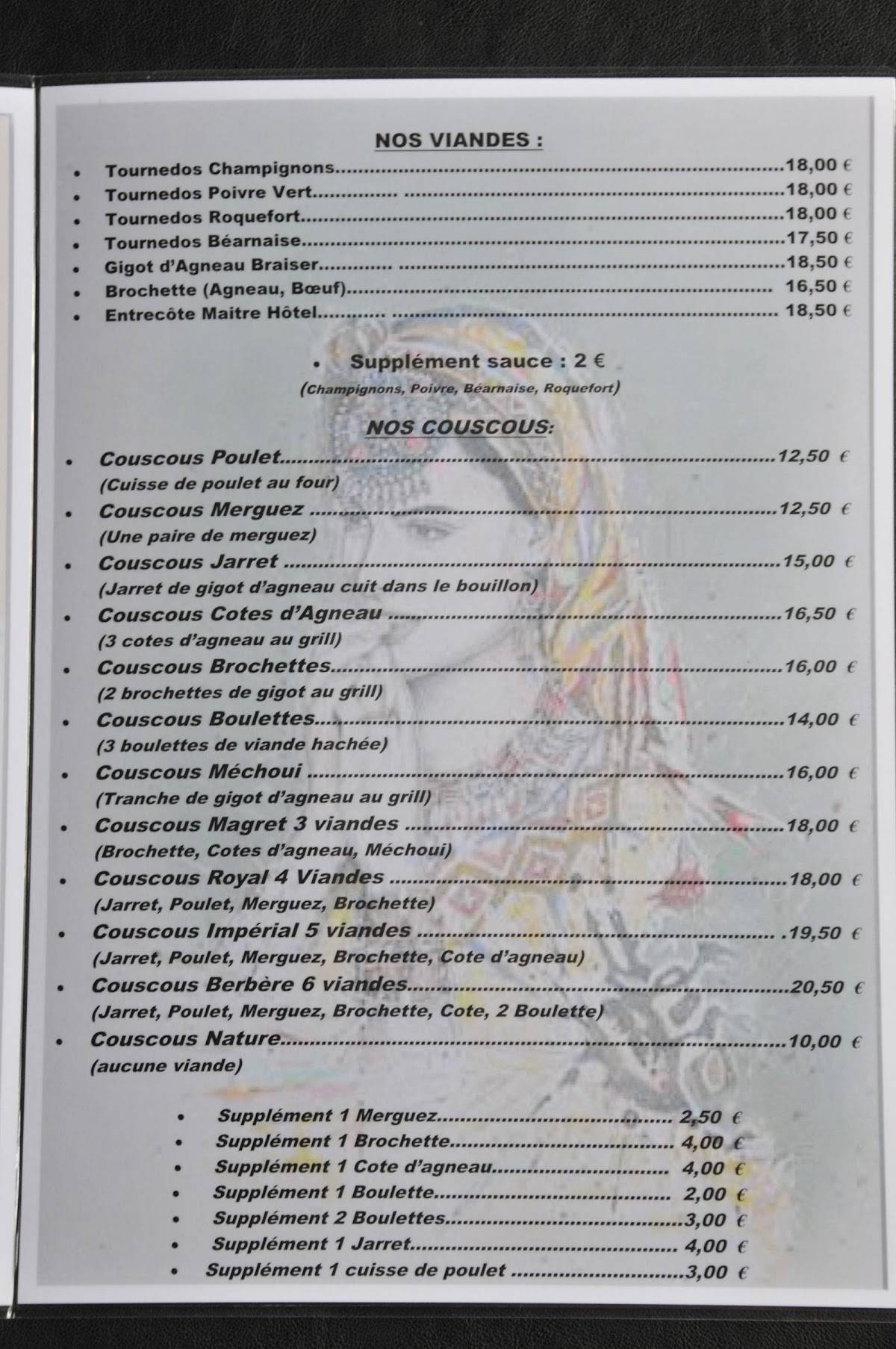 Menu de LES HAMMADITES