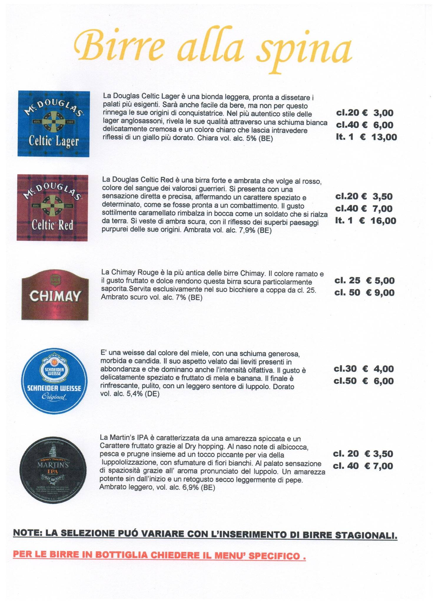 Menu di Mala Rupa Pub 