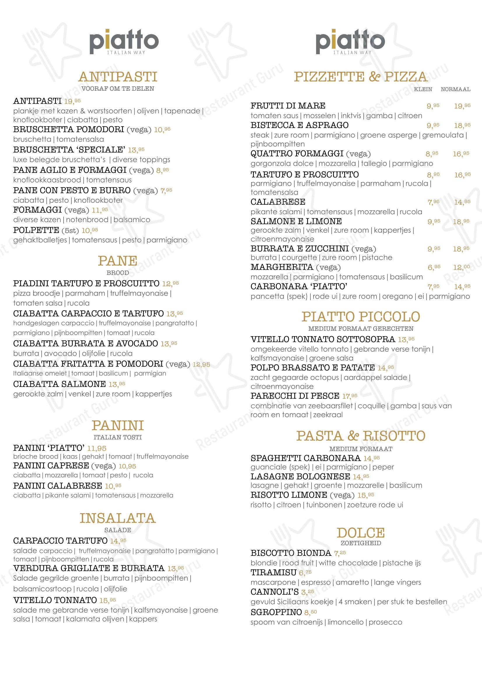Menu bar pour Piatto Rhenen dans Rhenen