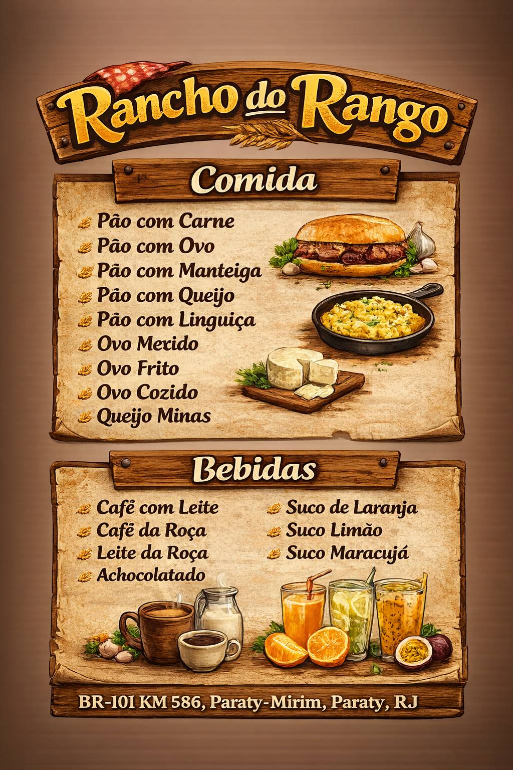 Restaurante Rancho do Rango cardápio