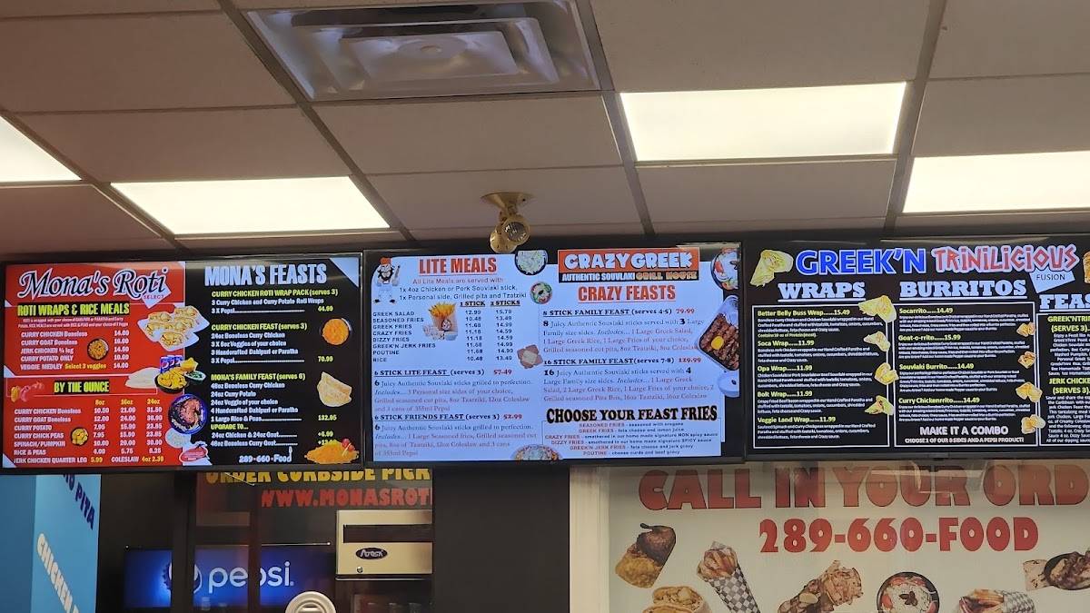 Menu de Mona's Roti Select