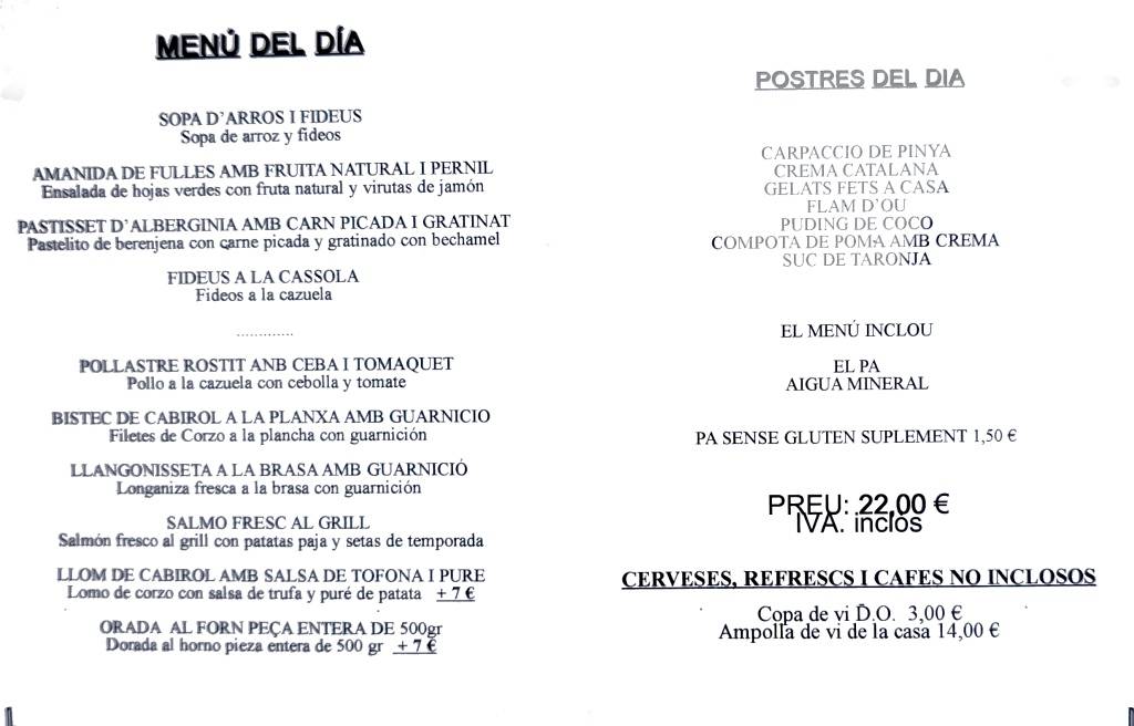 Restaurant Ramon menu