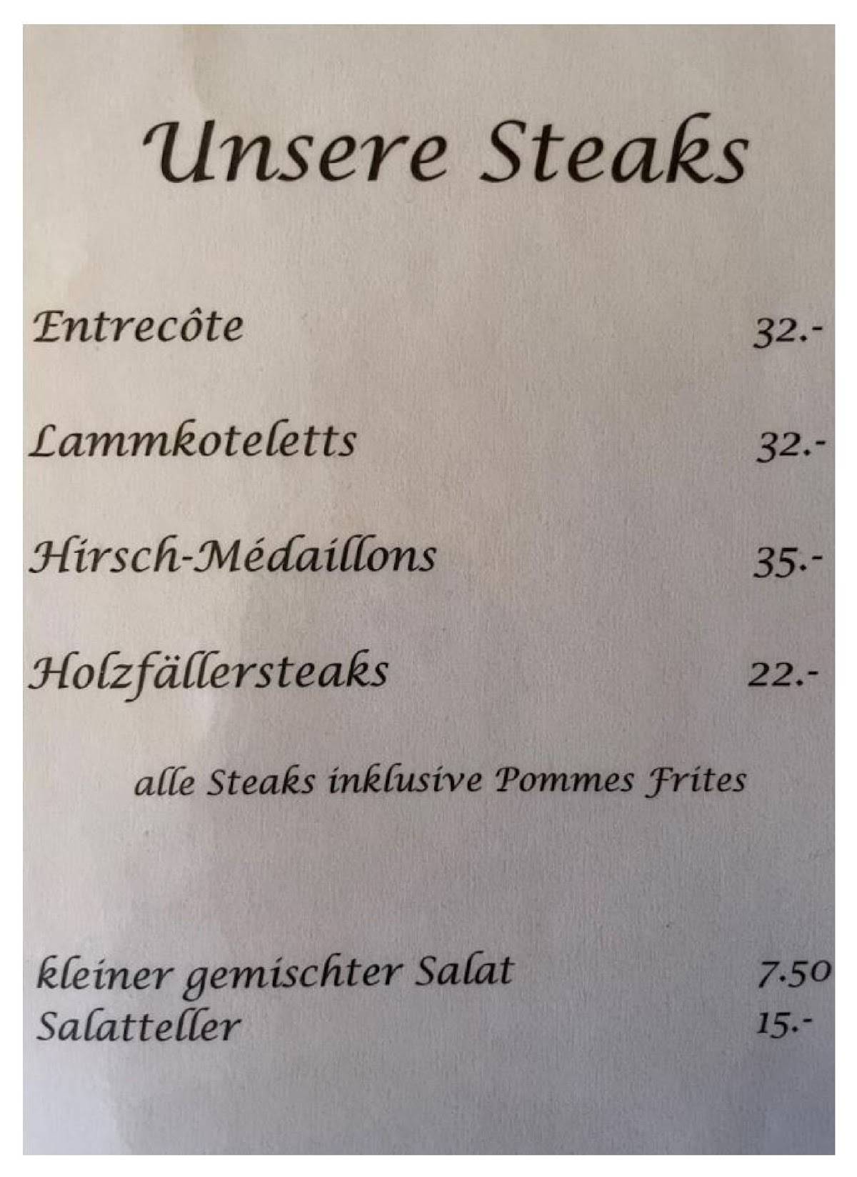 Menu di Restaurant Rilke 