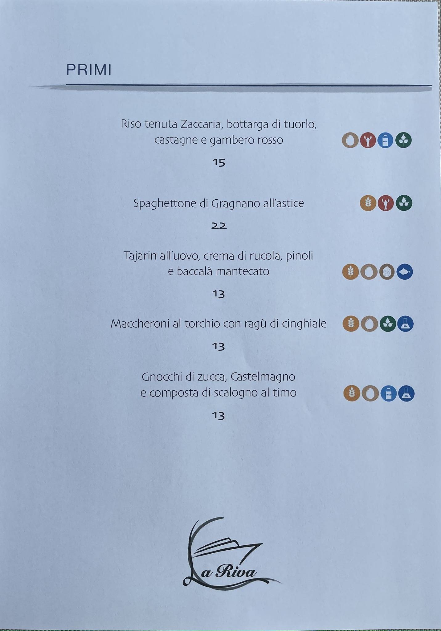 Menu di La Riva piverone Azeglio 