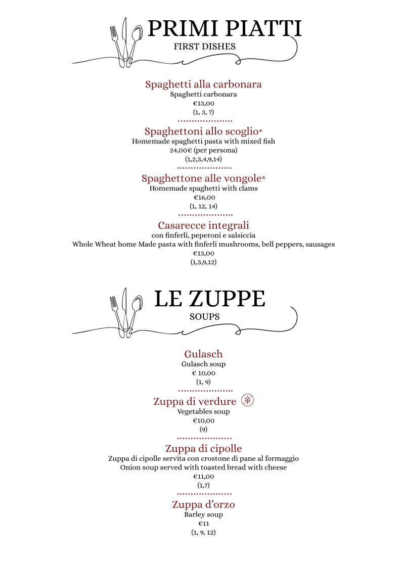 Menu di Roxy Bar Ristorante - Pizzeria 