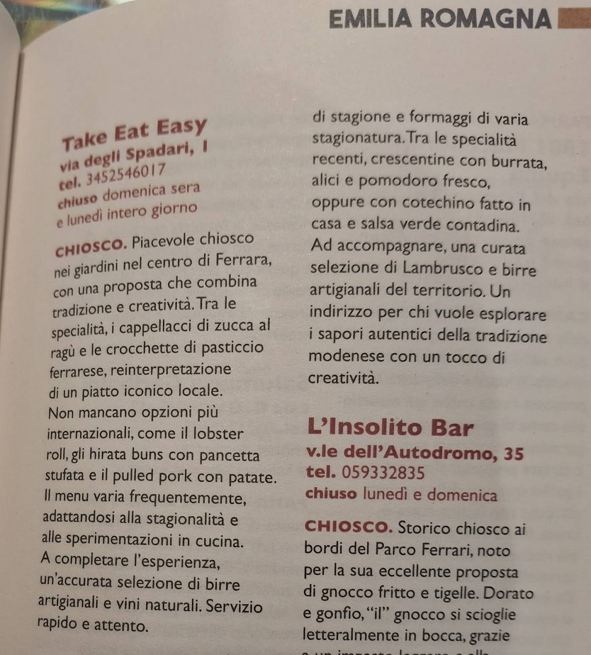 Menu di Ristorante Take Eat Easy Il Cappellaccio Matto 