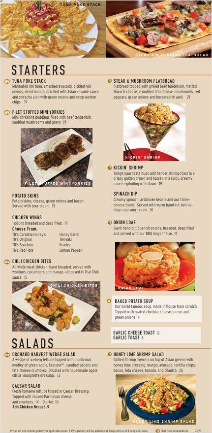 Menu de Tony Roma's