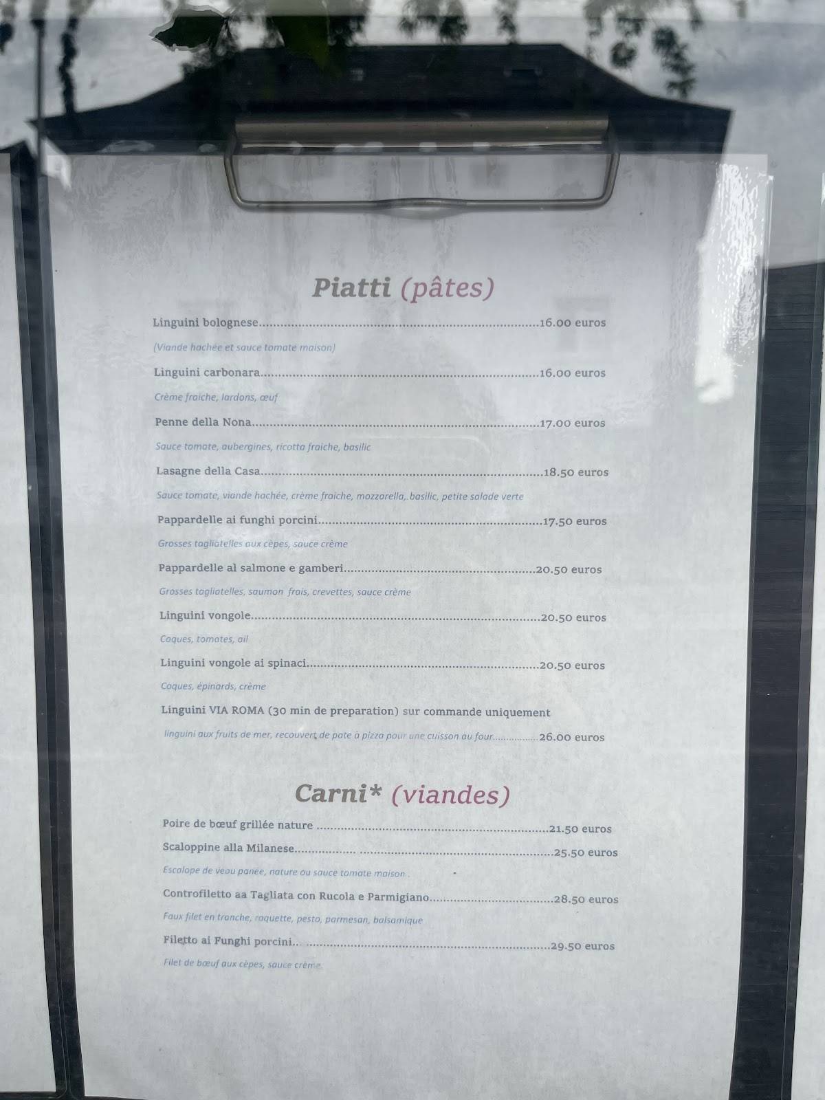 Menu de Via Roma Colmar