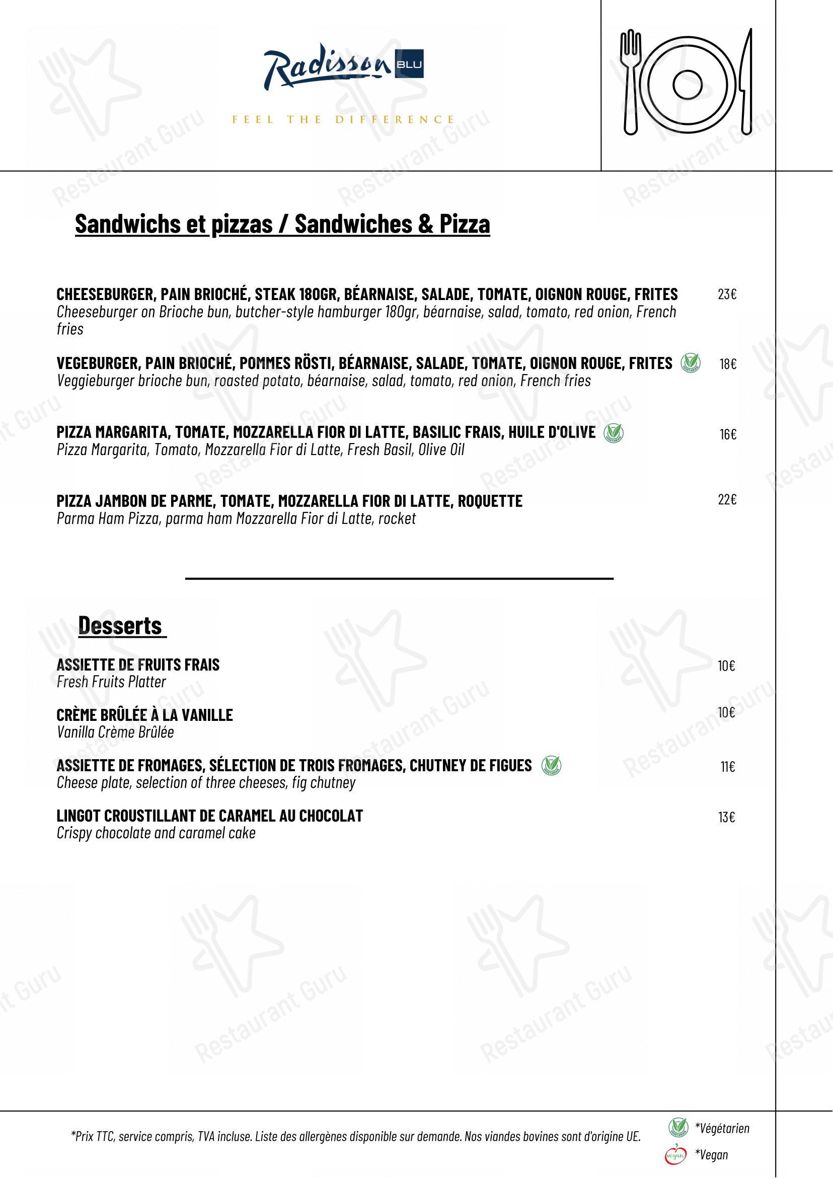 Menu pour Calade Rooftop Restaurant - Menu