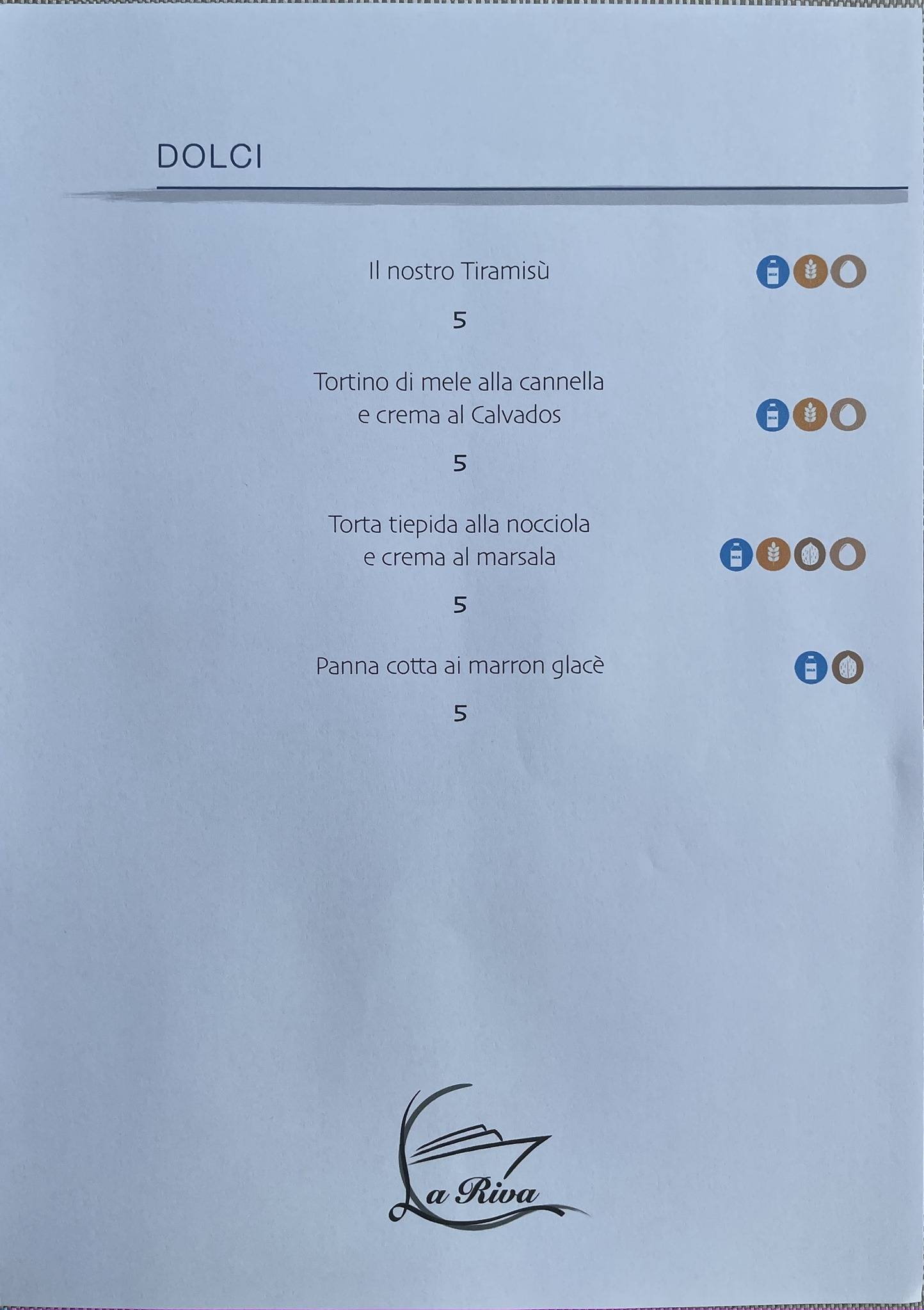 Menu di La Riva piverone Azeglio 