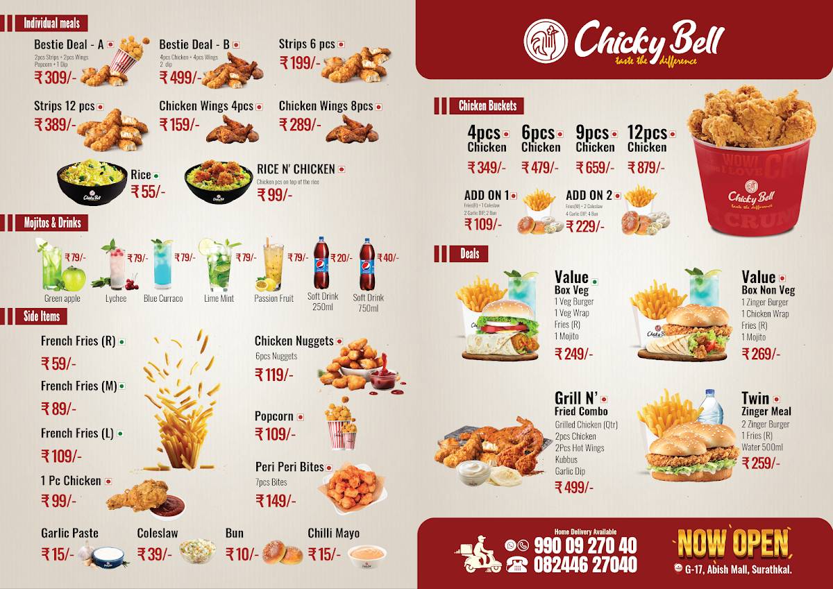 Chicky Bell menu