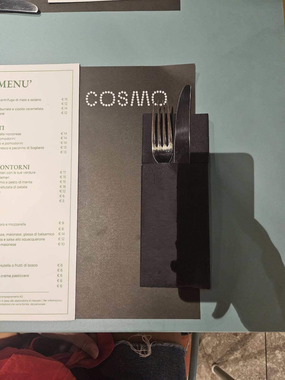 Menu di Cosmo Riccione 