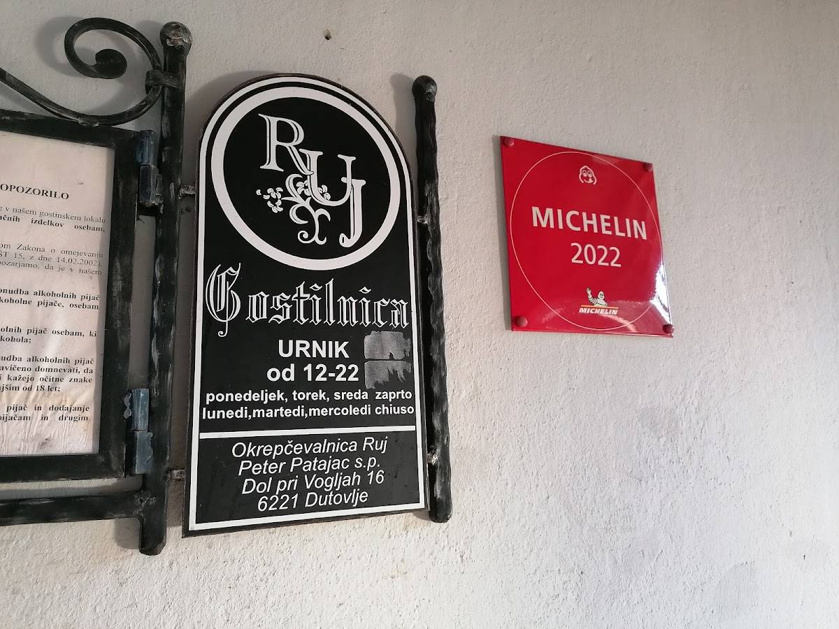 Menu di Gostilnica Ruj 