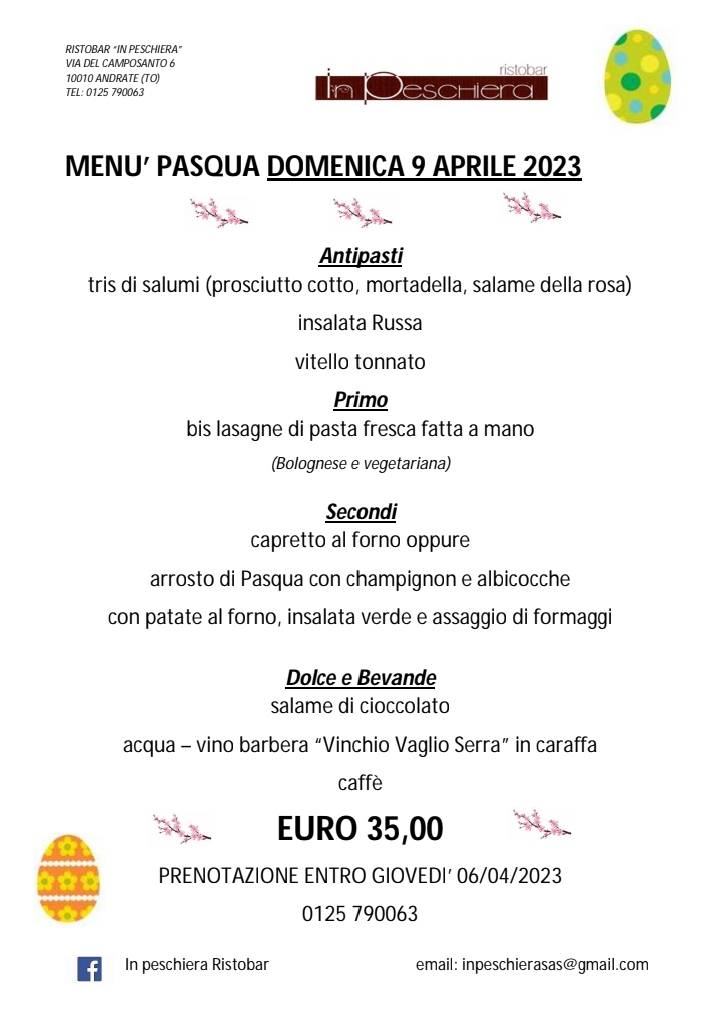 Menu di In Peschiera 