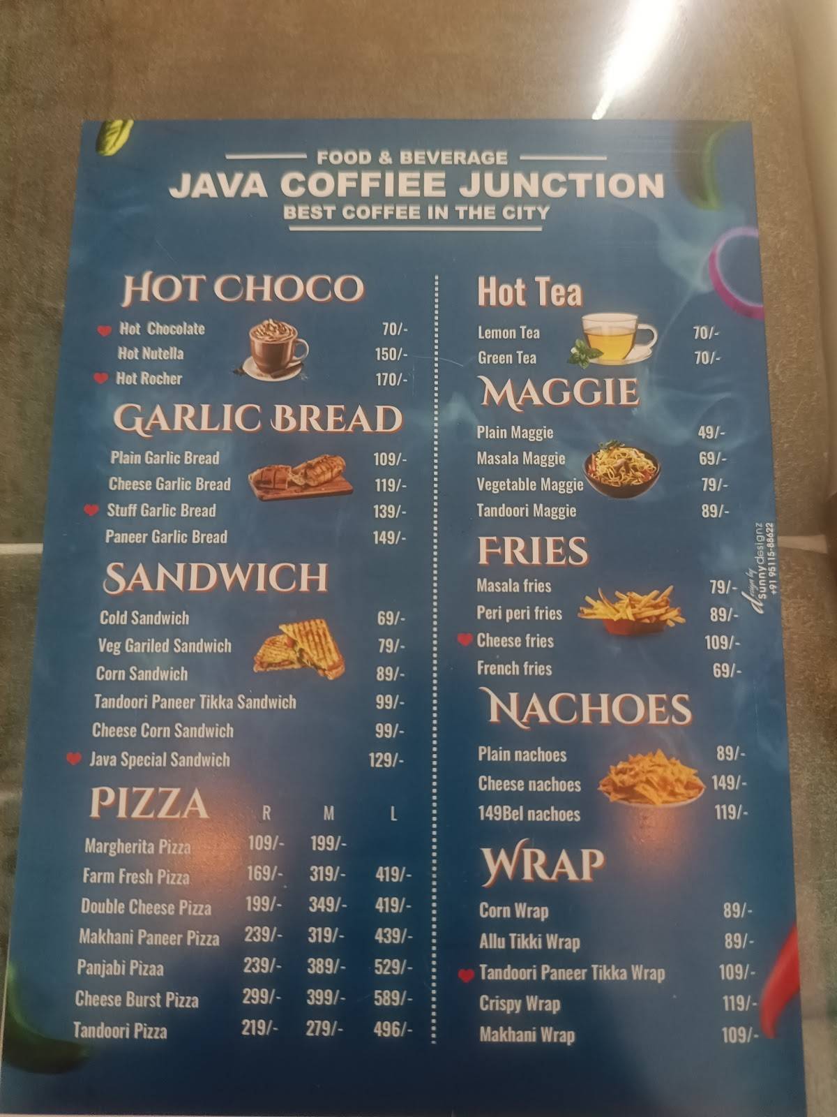 Java Coffee Junction menu