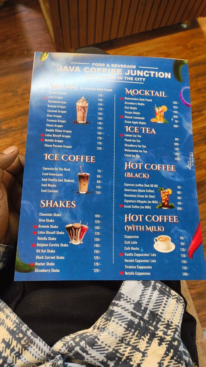 Java Coffee Junction menu