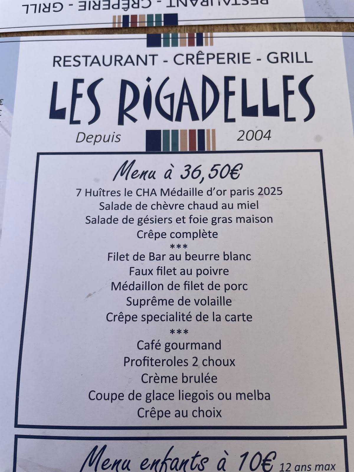 Menu de LES RIGADELLES