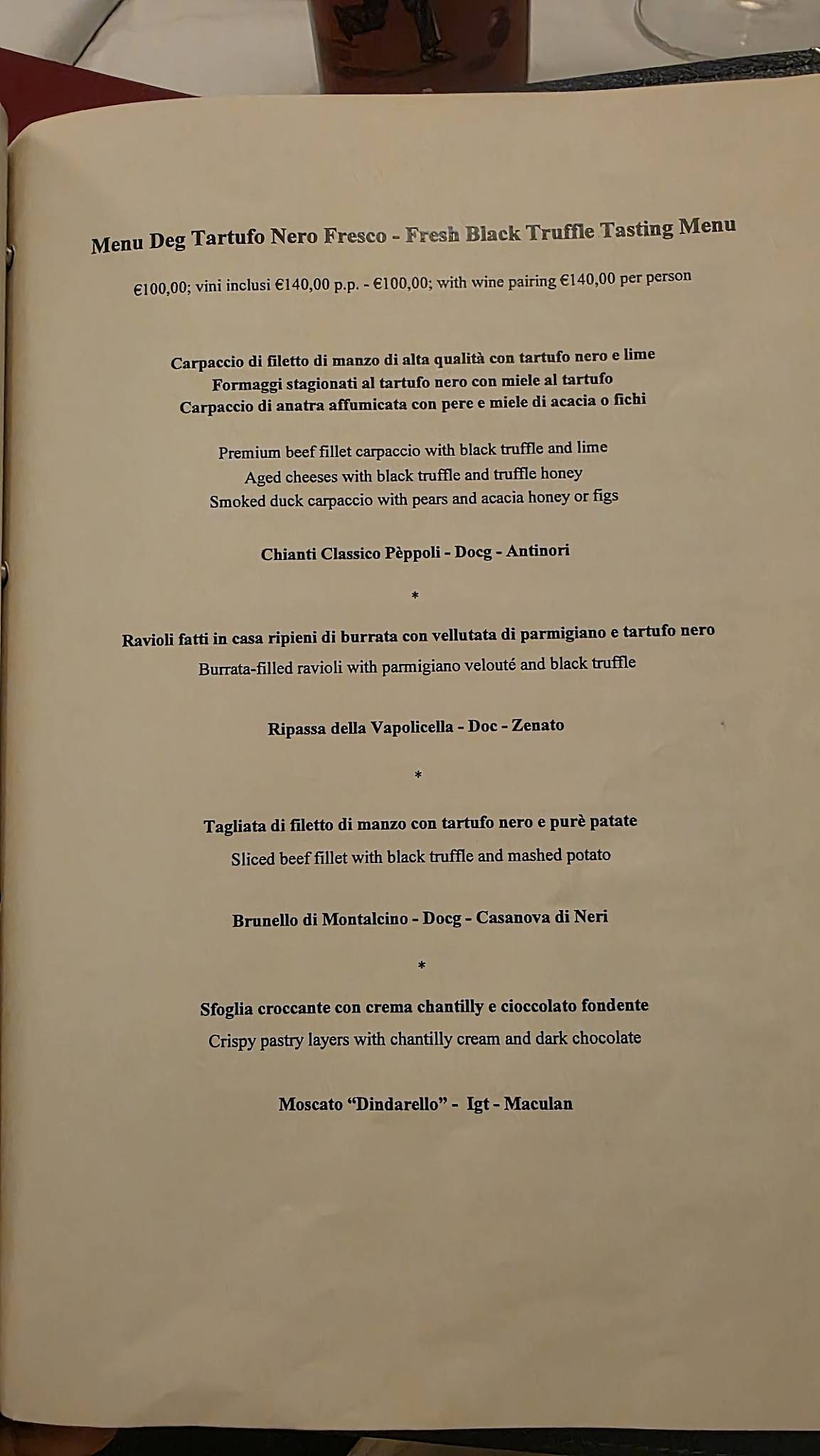 Menu de Life Ristorante