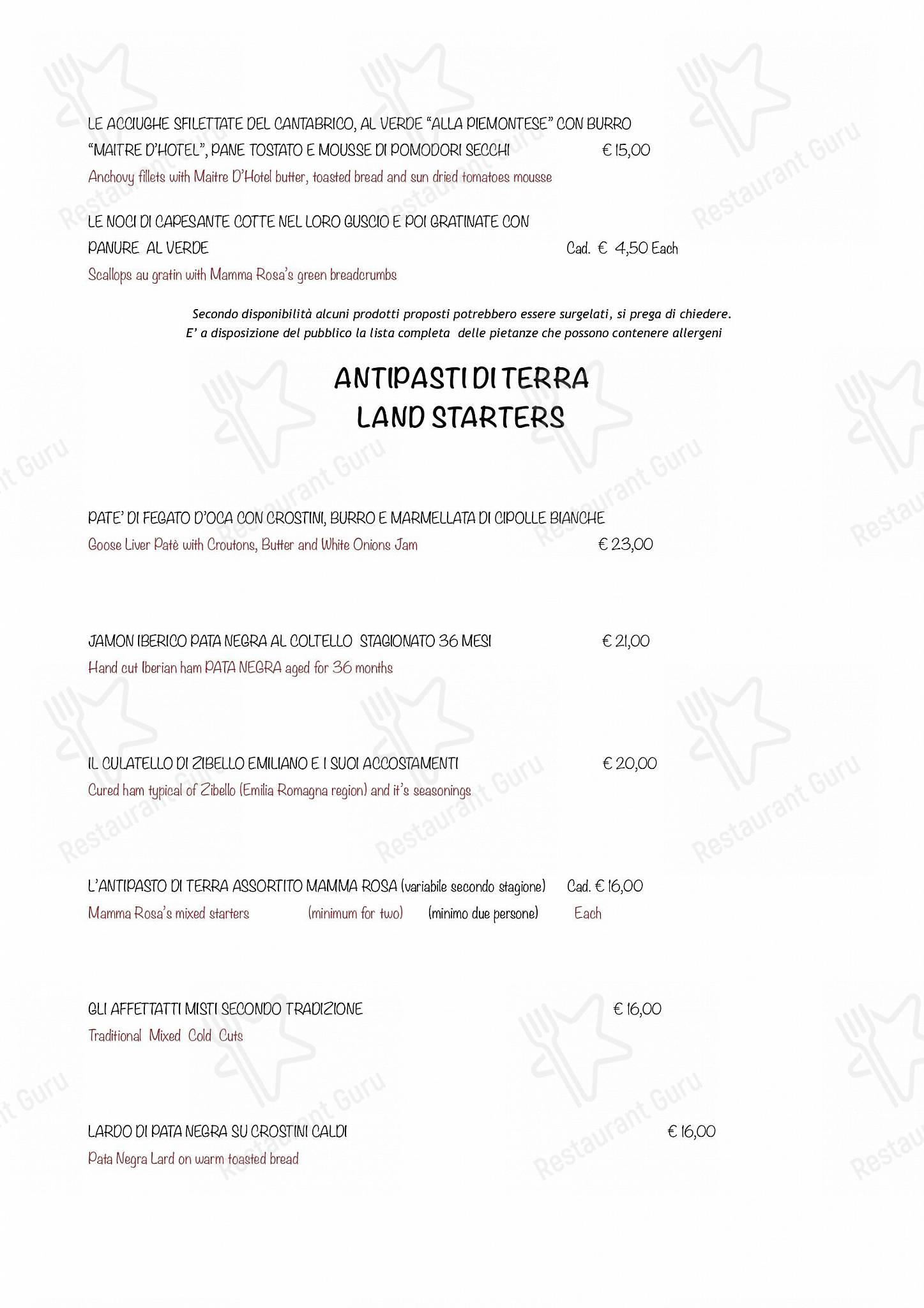 Party Menu per Osteria Mamma Rosa-Ristorante pesce Milano pub & bar