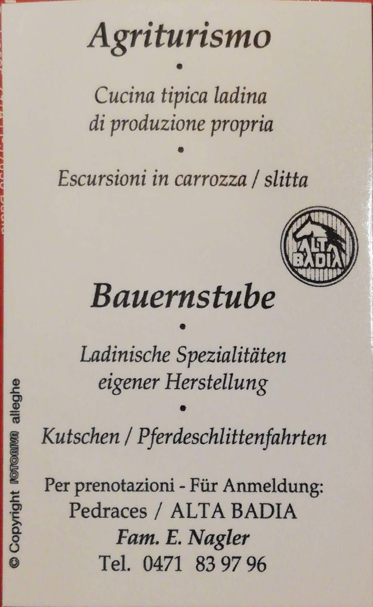 Menu di Maso Runch Hof 