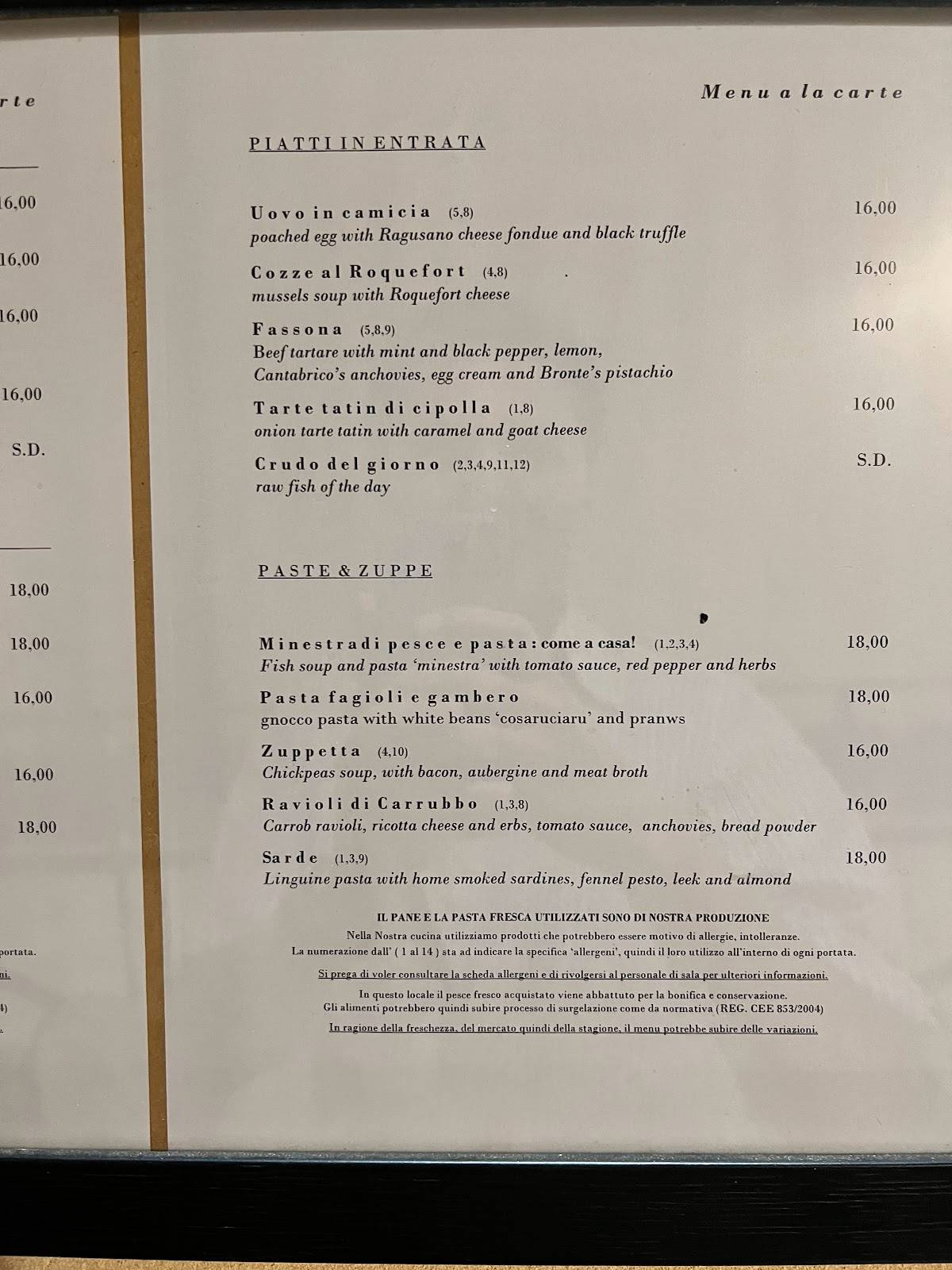 Menu de Monsù