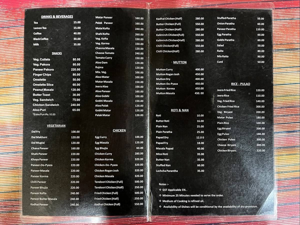 Mayur Restaurant menu