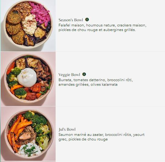 Menu de ILIA - Mathurins