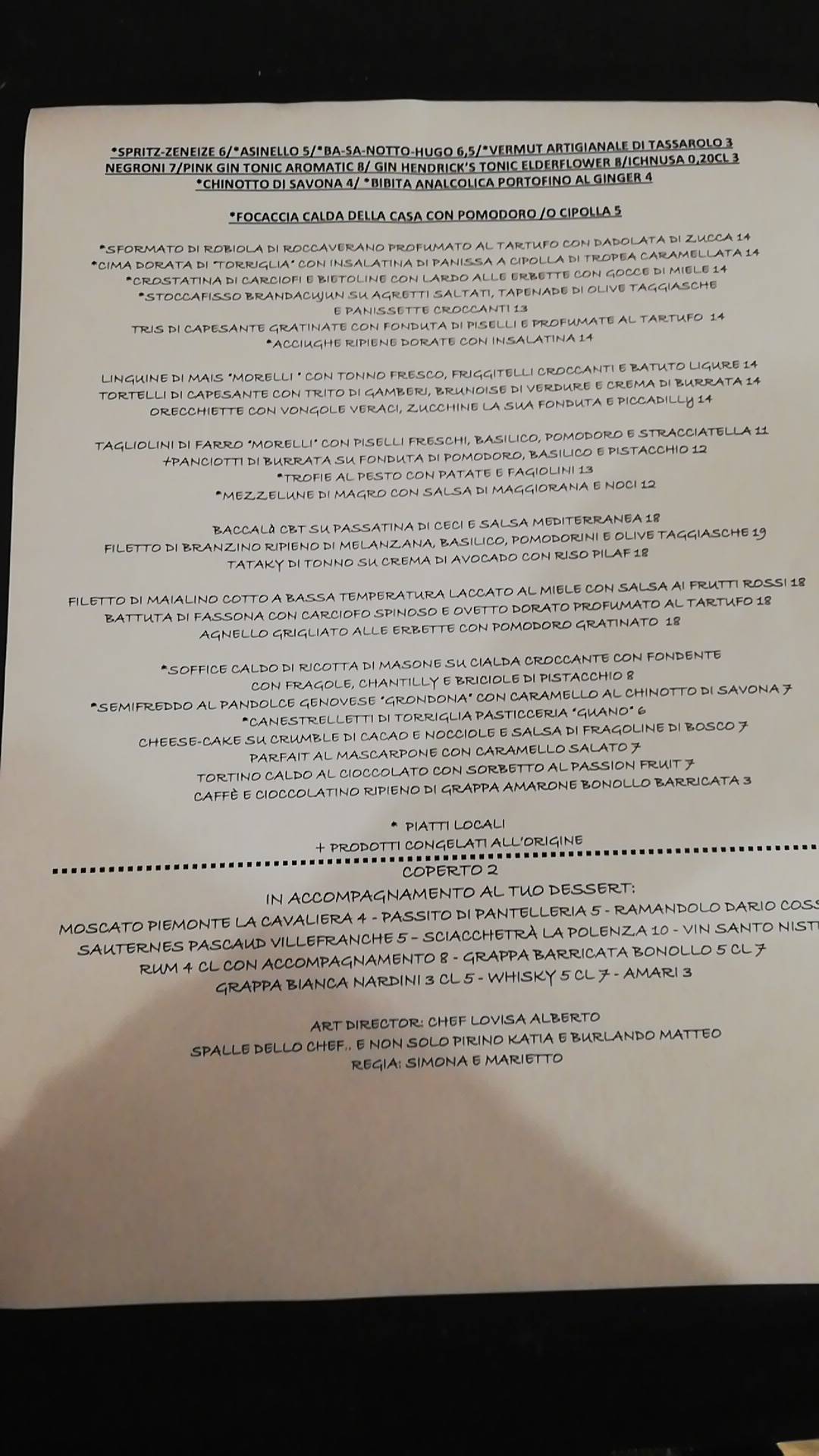 Menu di Le Rune 