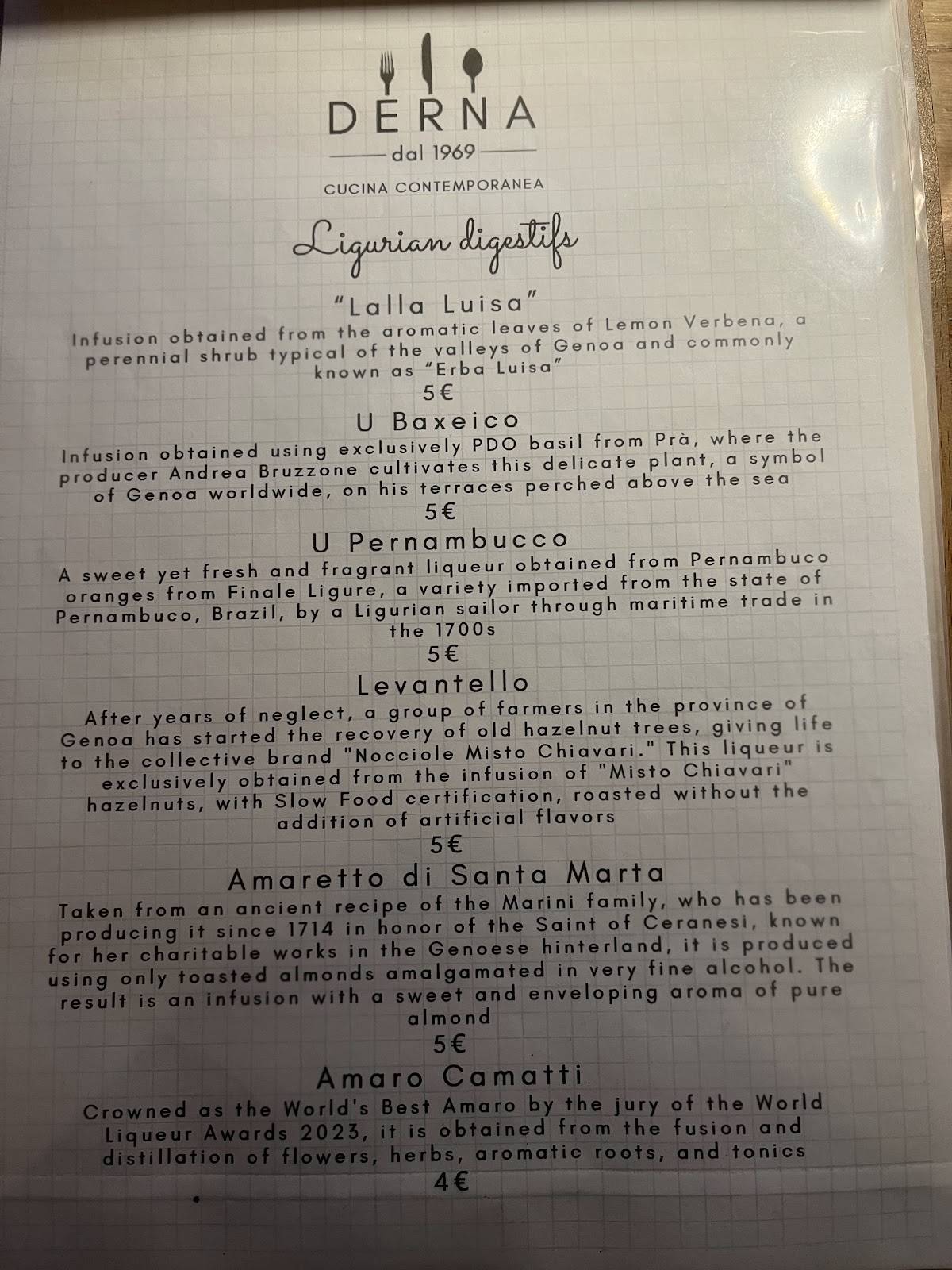 Menu di Ristorante Derna 