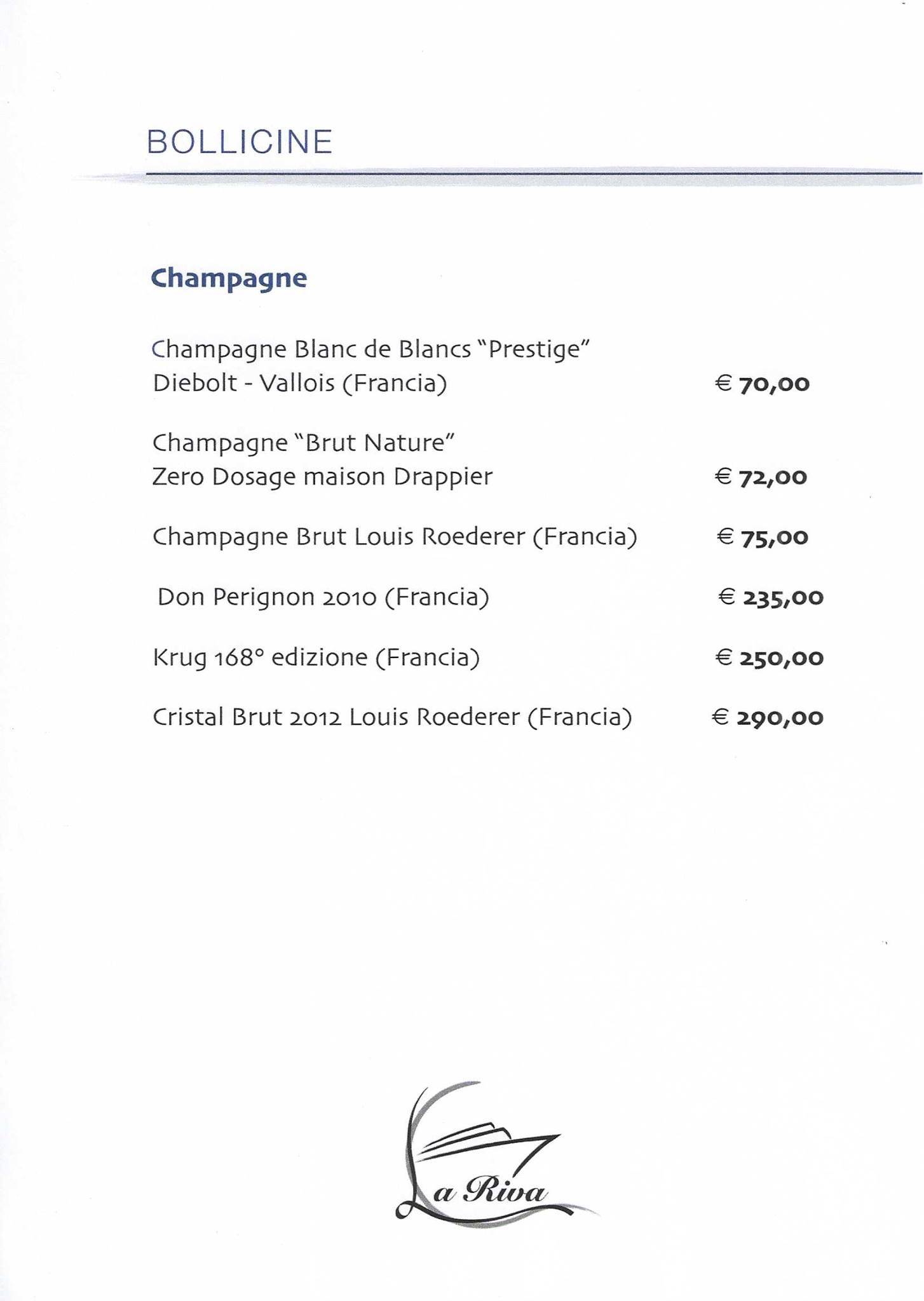 Menu di La Riva piverone Azeglio 