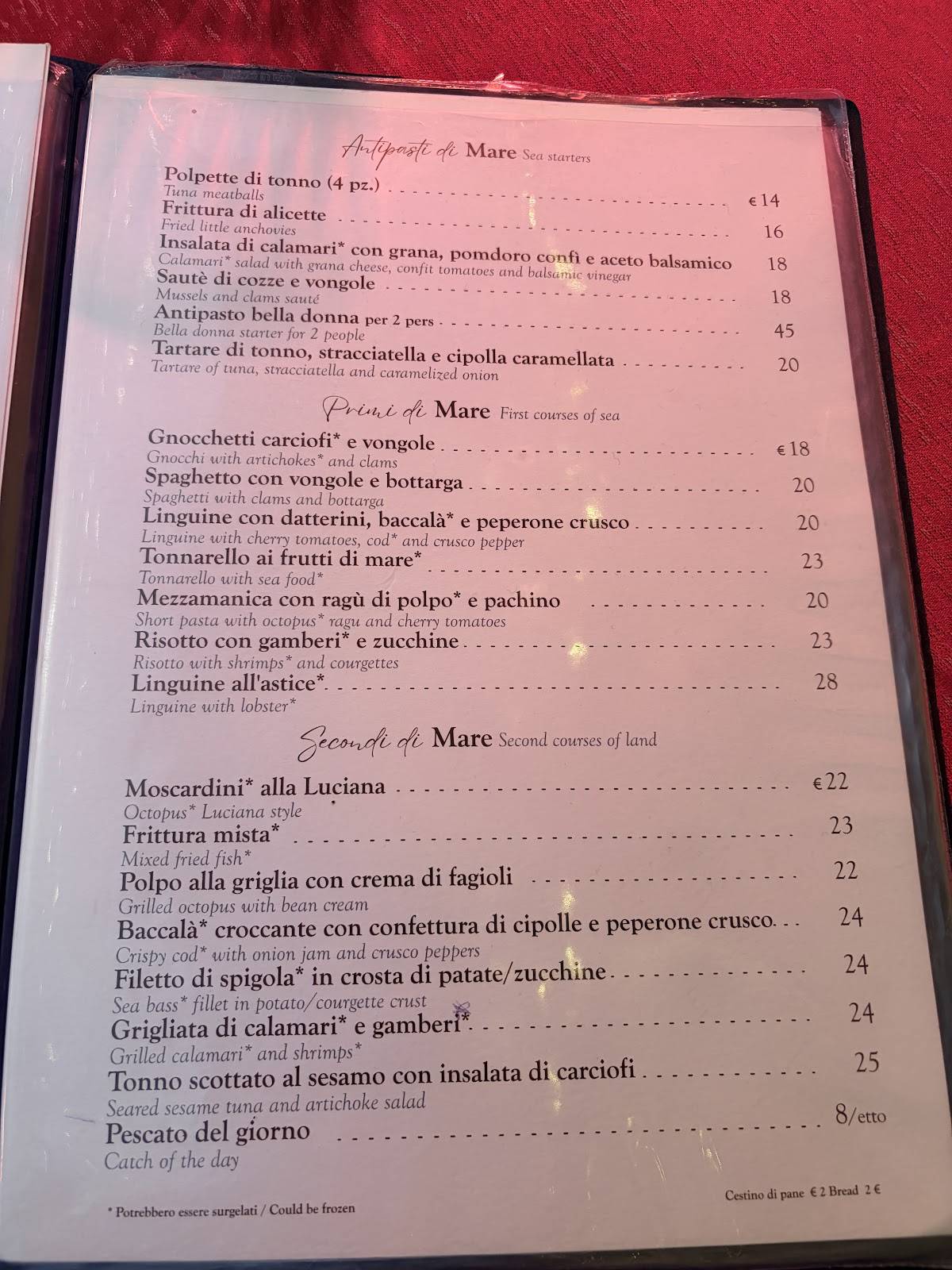 Menu di Ristorante BellaDonna 