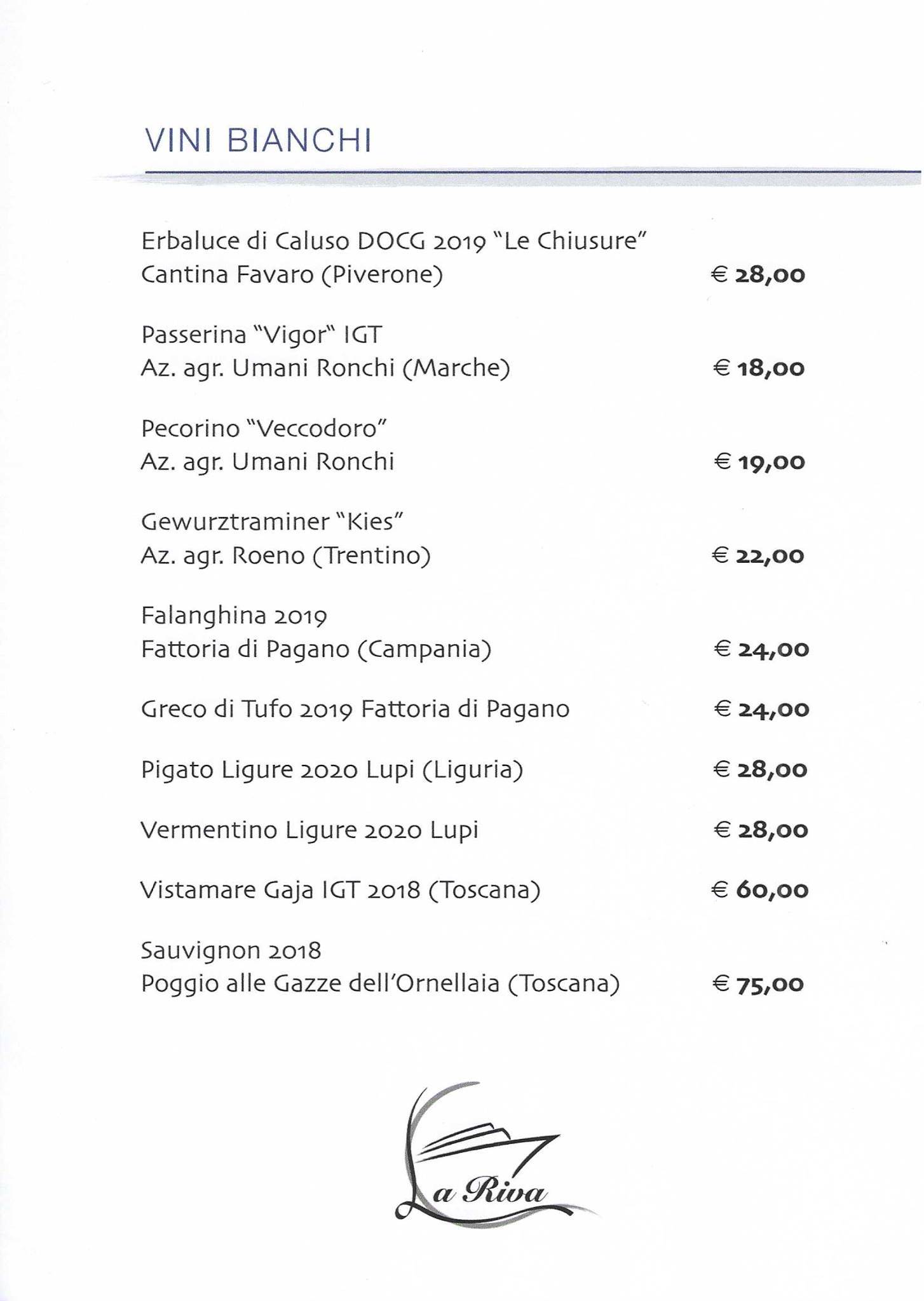 Menu di La Riva piverone Azeglio 
