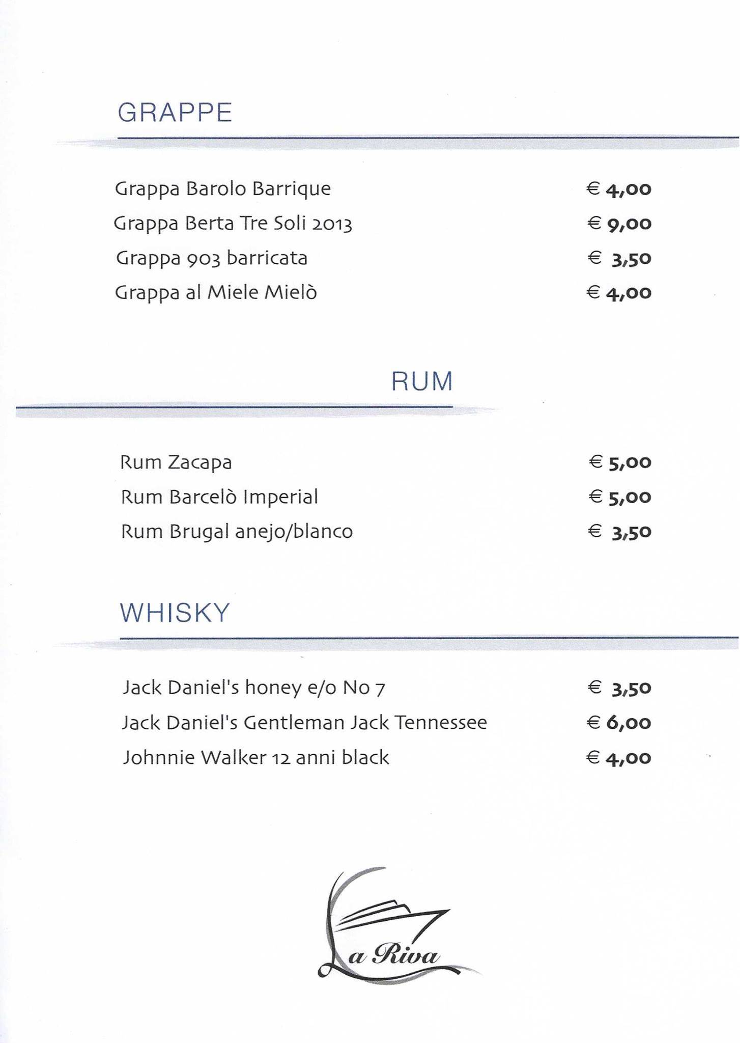 Menu di La Riva piverone Azeglio 