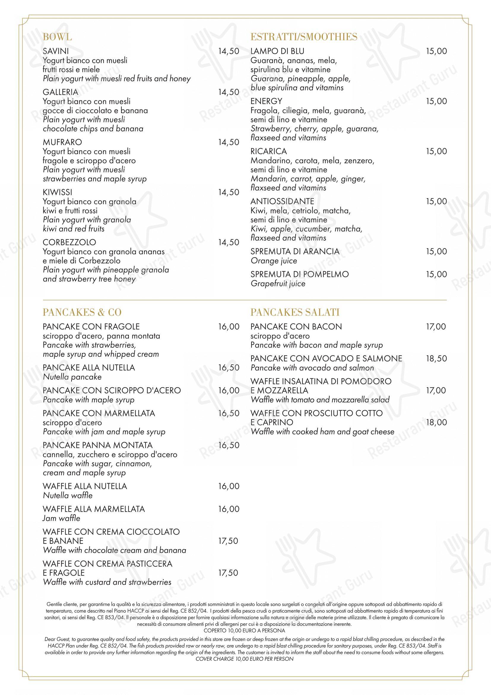 Savini 1867 in Milano - Menu bar