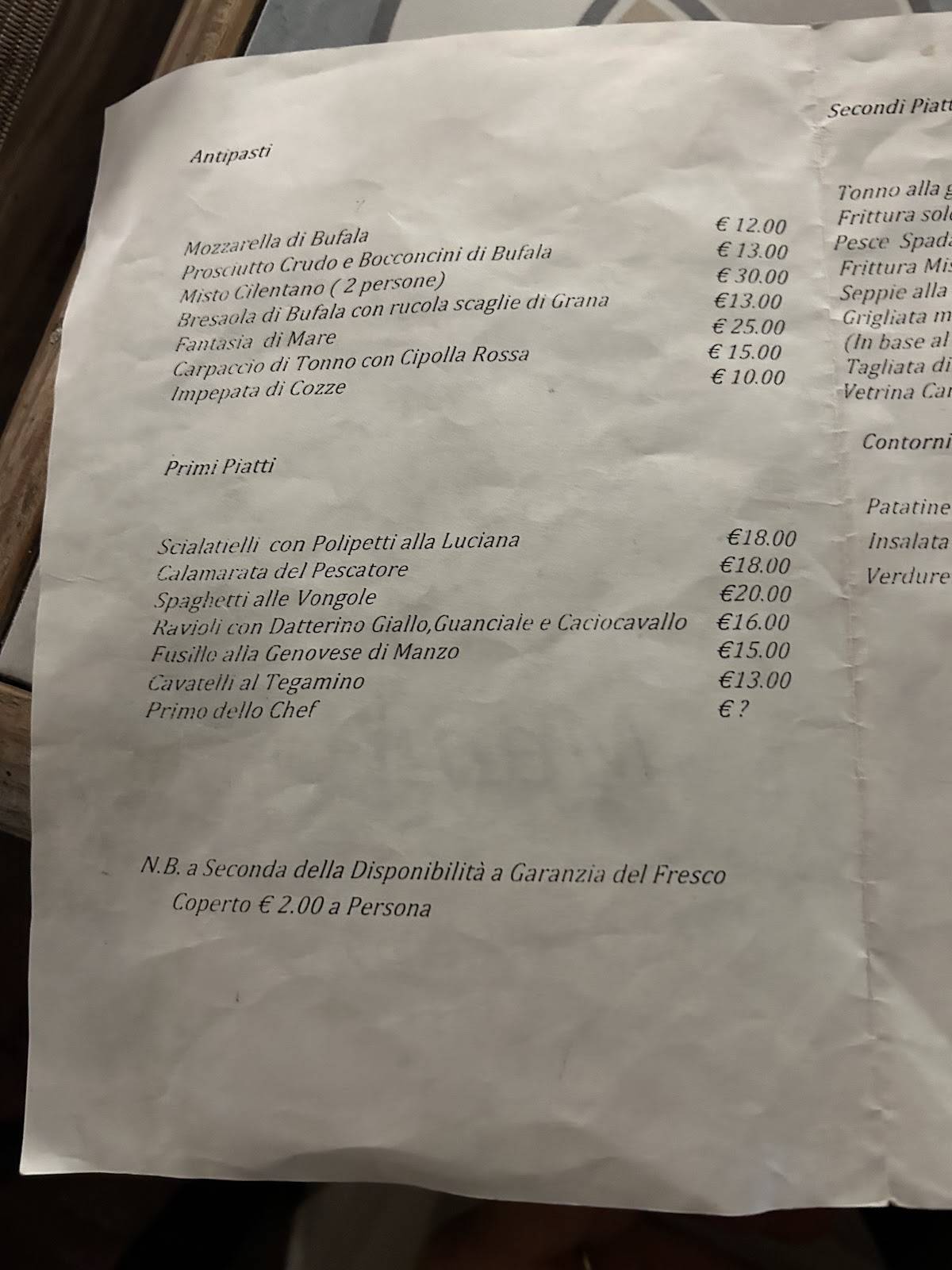 Menu di Ristorante Simposium 