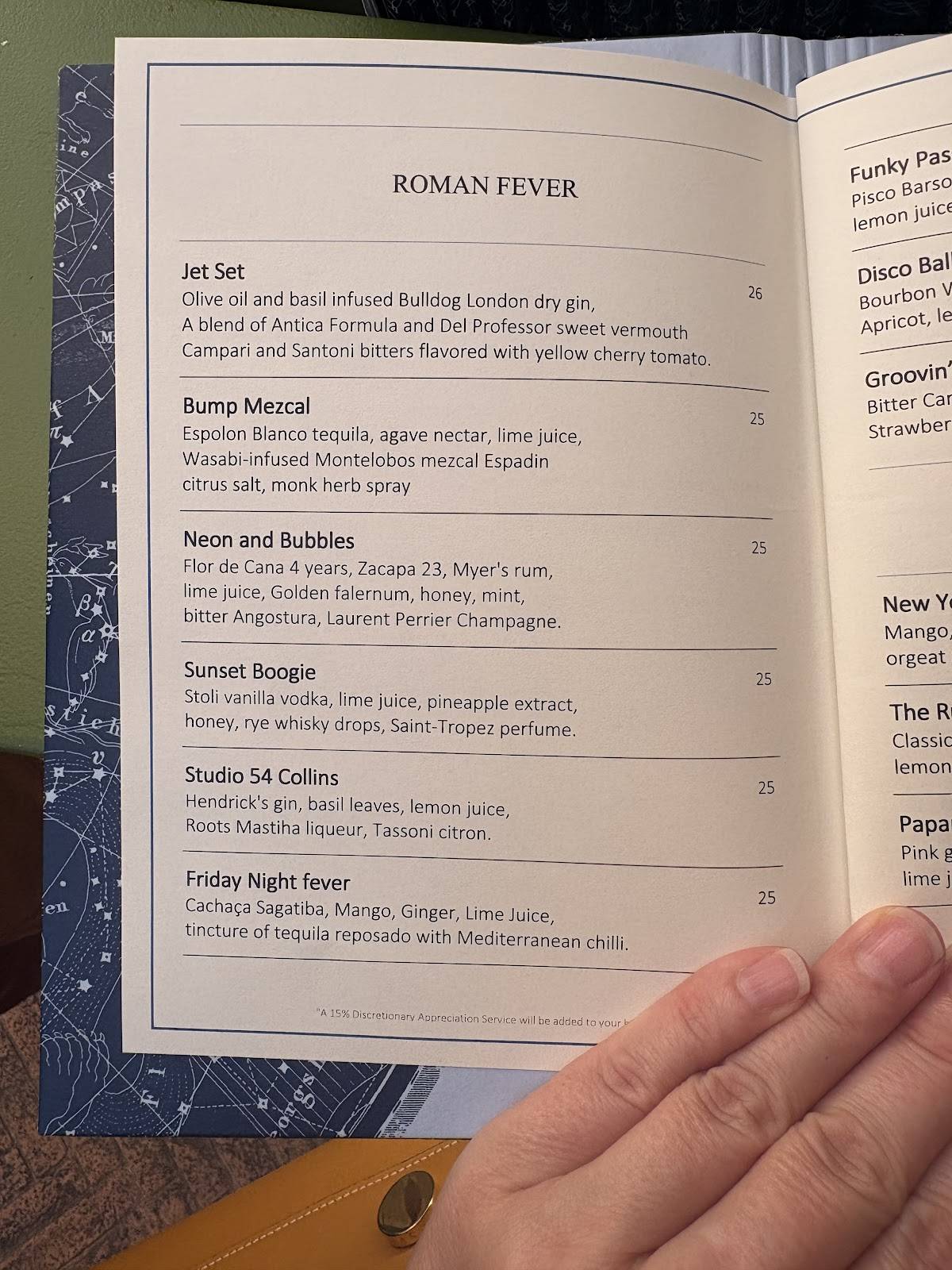 Menu de Cielo Rooftop