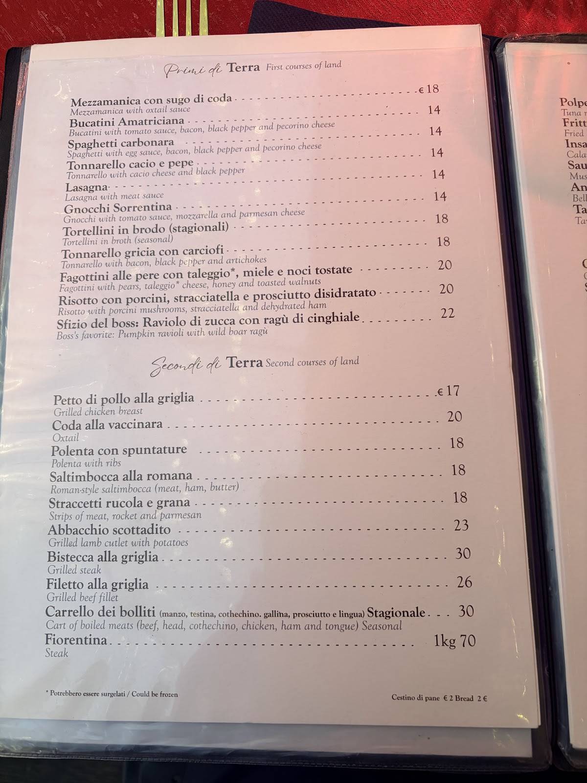 Menu di Ristorante BellaDonna 