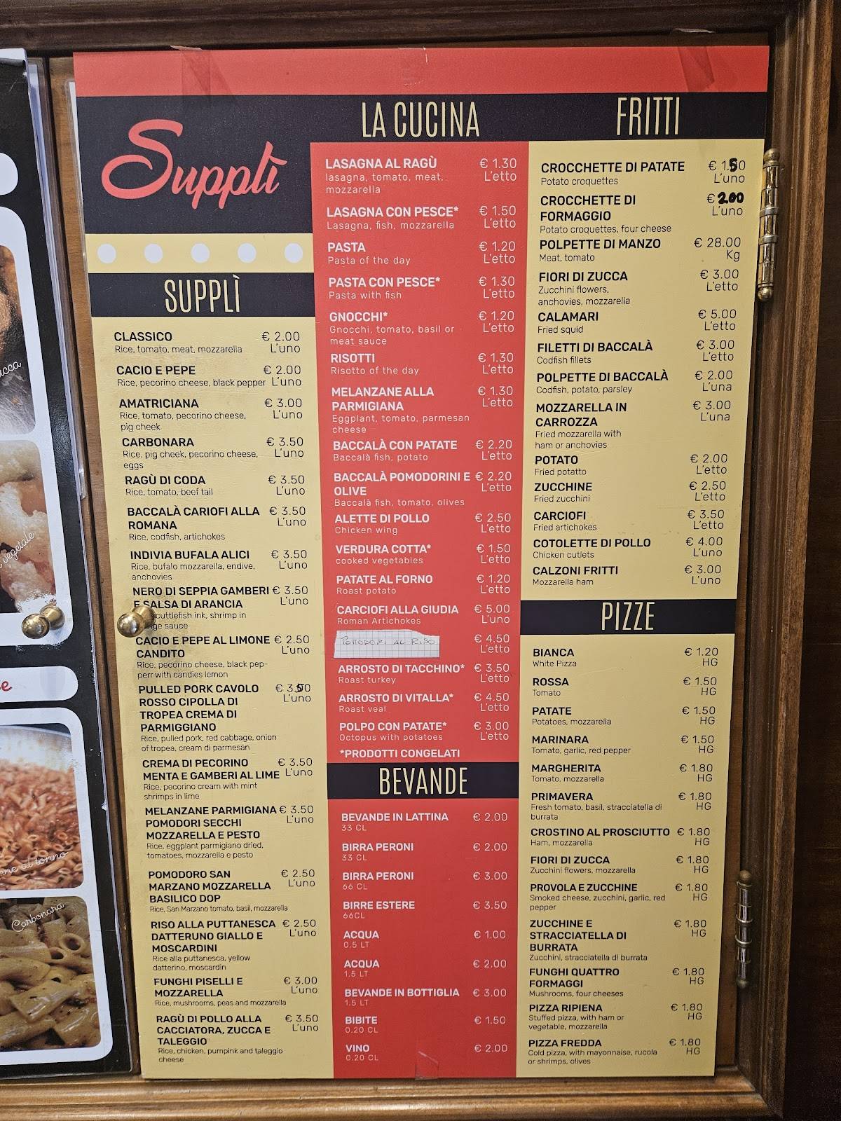 Menu di Supplì 