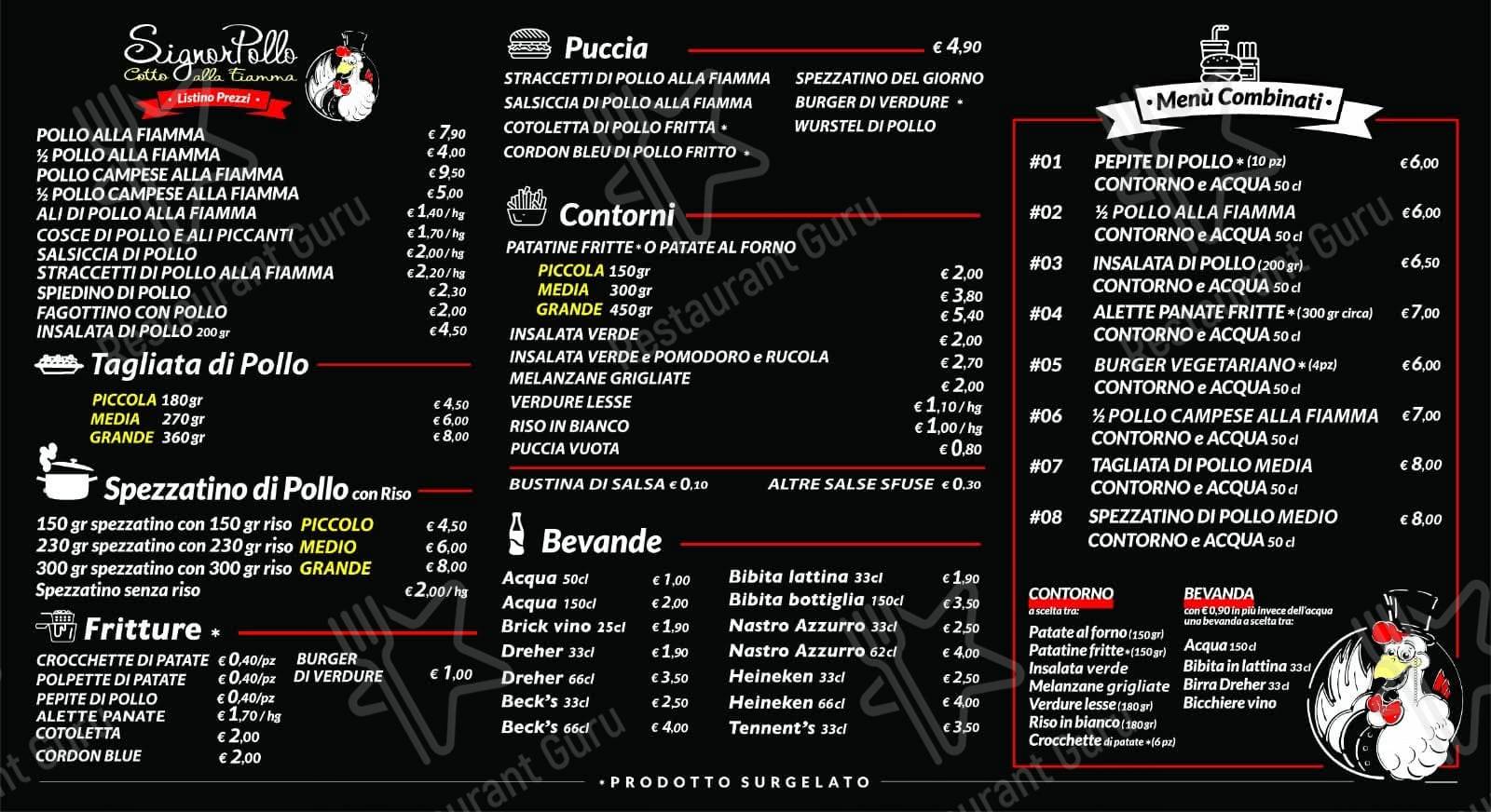 Menu di Signorpollo - pasti e bevande