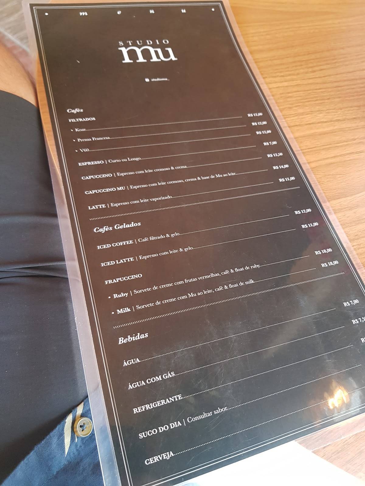Studio Mu cardápio
