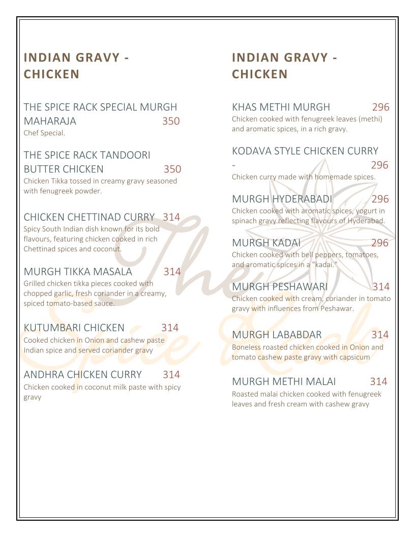 The Spice Rack menu