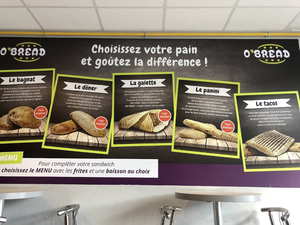 Menu de O'Bread